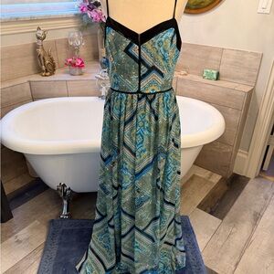 Bisou Bisou Turquoise and Gold Paisley Curtain